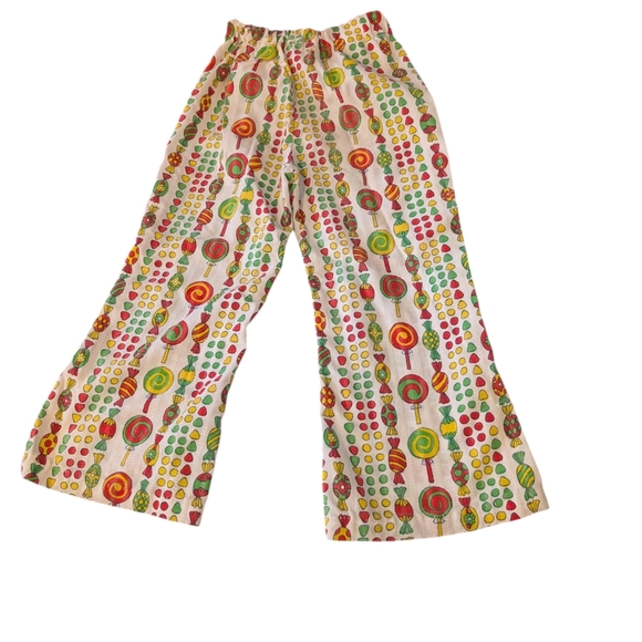 70s Vintage Healthtex Kids Groovy Candy All Over Print Flare Pants 4 - Picture 3 of 7